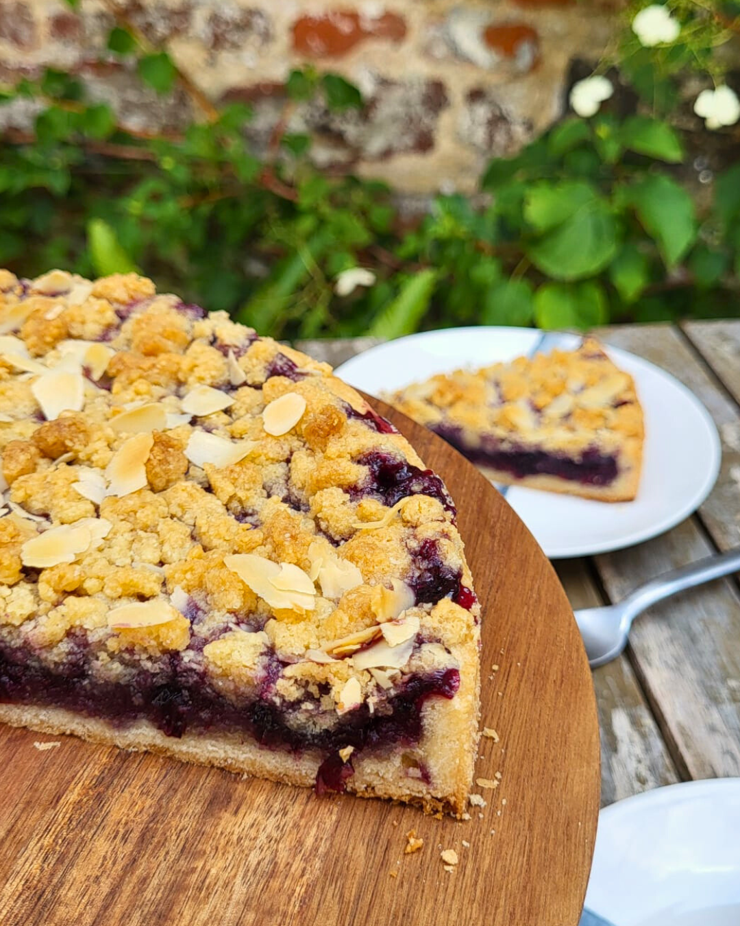 Blauwe bessen crumble taart