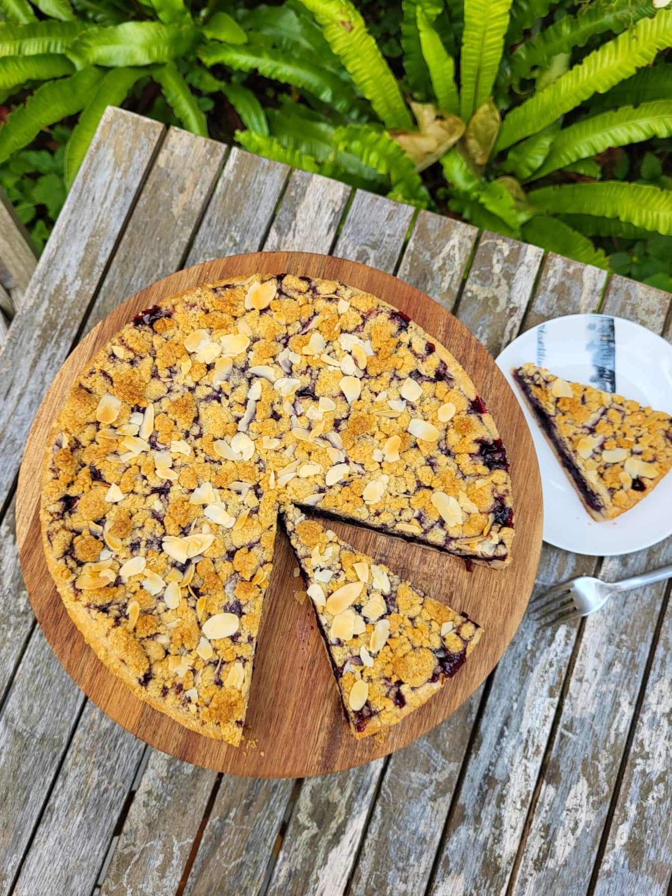 Blauwe bessen crumble taart